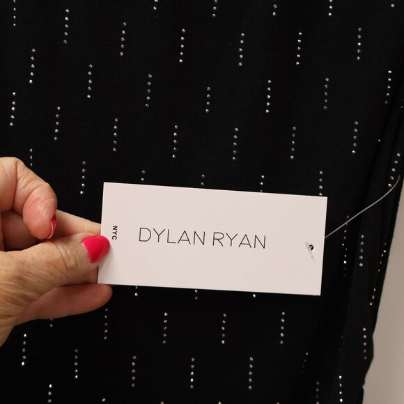 Dylan Ryan Black Sleeveless Top With Subtle Metallic Dotted Pattern - Size L - Picture 4 of 14